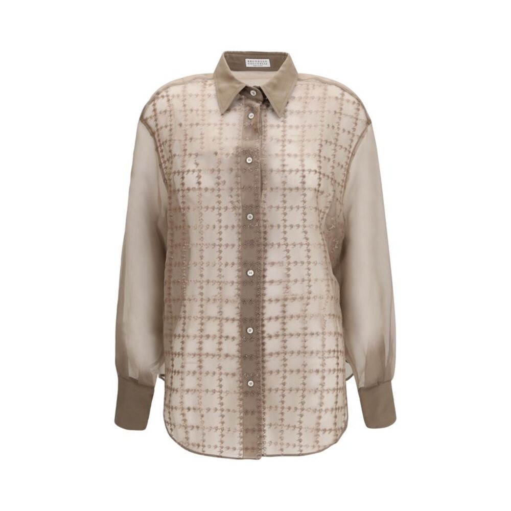 Brunello Cucinelli Women Sheer Checked Shirt